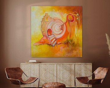 Peinture de conte de fées d'un escargot : Snail's pace sur Anne-Marie Somers