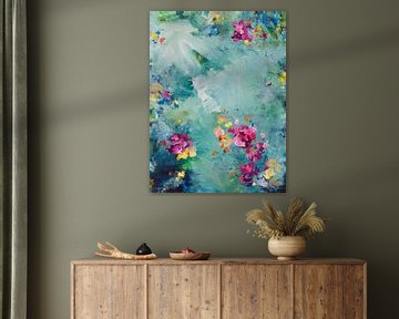 Lily Pond Stirrings - colorful abstract painting