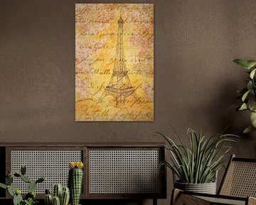 Oui, Oui, Paris! Aquarel schilderij Eiffeltoren Parijs deel 3 van 4 (Frankrijk stedentrip romantisch van Natalie Bruns