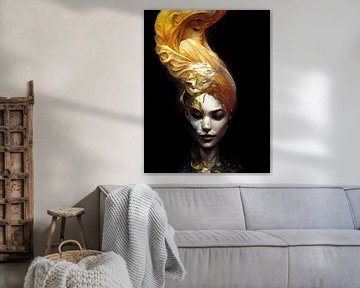 Faded...Portret van een vrouw..uitgevoerd in goud