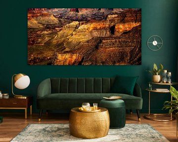 Panorama kleurrijke rotsen in de Grand Canyon USA van Dieter Walther