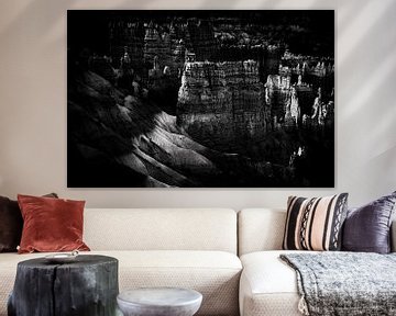 Hoodoos rocheux de Bryce Canyon en noir et blanc sur Dieter Walther