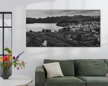 La ville de Spiez en noir et blanc