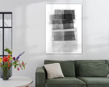 Abstract black and white surfaces and lines. Ink, monotype. by Dina Dankers