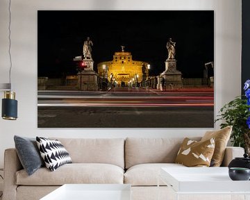 Avond foto van de Engelenburcht (Castel Sant'Angelo) in Rome in Italië van Mike Bos