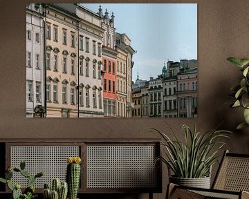 Pastelkleurige huizen Krakau Polen Europa van Suzanne Spijkers