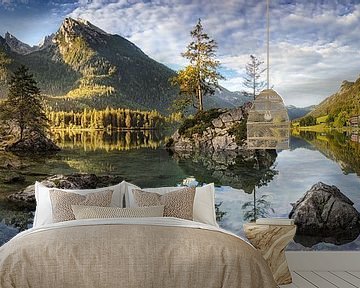 Hintersee landschap in Beieren met bergpanorama. van Voss Fine Art Fotografie