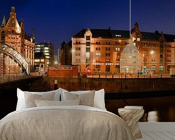 Hamburg Speicherstadt in de avond. van Voss Fine Art Fotografie