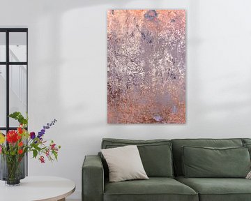 Matin calme. Art abstrait minimaliste dans des couleurs pastel rose, violet pâle, orange et brun. sur Dina Dankers