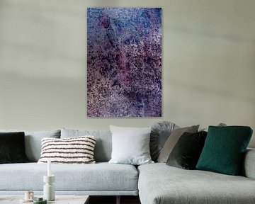 Minimalist abstract art in metallic blue, purple and rusty brown by Dina Dankers