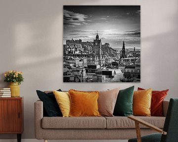 Fantastic view over Edinburgh - Monochrome by Melanie Viola
