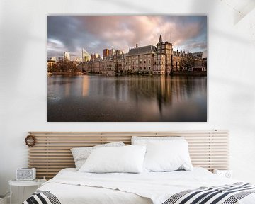 Hofvijver The Hague with a beautiful cloud cover above it and mirrored in the water by Jolanda Aalbers