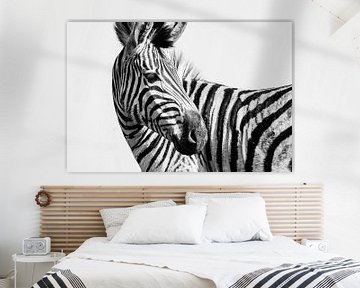 Close-up van een zebra in zwart-wit van Suzanne Spijkers