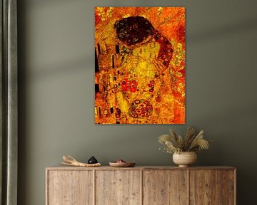 De kus Gustav Klimt- on fire van Digital Art Studio
