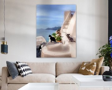 Santorini eiland in Griekenland. van Voss Fine Art Fotografie