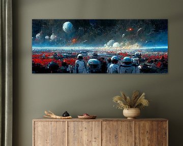 Panorama van een slagveld in de ruimte van Josh Dreams Sci-Fi
