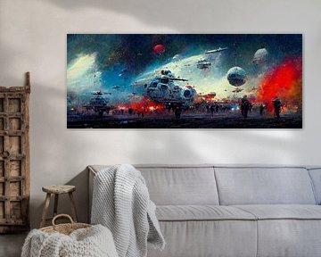 Panorama of a battle in space II by Josh Dreams Sci-Fi