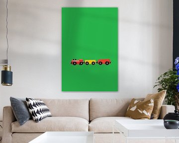Houten speelgoed trein  op groene achtergrond van Anton Hammenecker
