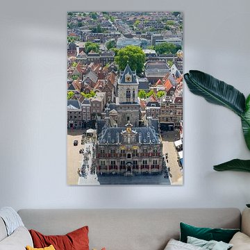 Stadhuis Delft van bovenaf gezien tijdens de zomer in Delft van Sjoerd van der Wal Fotografie