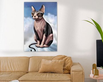 Sphynx kat op wolk portret - staand formaat van Maud De Vries