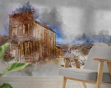 Digital Art / Digitale Aqaurel van een oud gebouwtje in het wilde westen van Gelissen Artworks