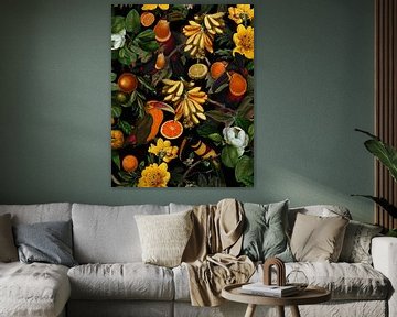 Exotic tropical garden with fruits and toucan birds by Floral Abstractions