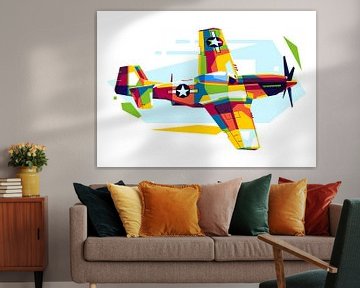 P-51 Mustang in WPAP Illustratie van Lintang Wicaksono