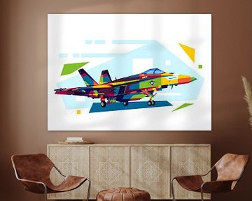 F-18 Super Hornet in WPAP Illustratie van Lintang Wicaksono