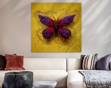 Butterfly on a Yellow Wall van Studio Gradus Fecit