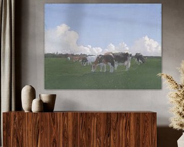 Koeien grazen in een weiland, Jan Voerman