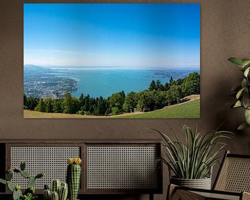 Bodensee lake seen from above in the Vorarlberg Alps in Austria