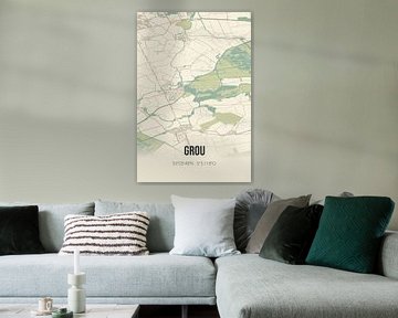 Vintage landkaart van Grou (Fryslan) van MijnStadsPoster