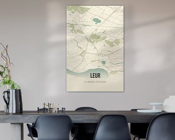 Vintage landkaart van Leur (Gelderland) van MijnStadsPoster