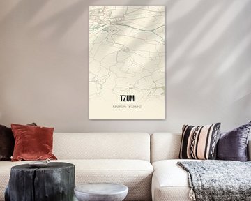 Vintage landkaart van Tzum (Fryslan) van MijnStadsPoster