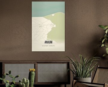 Vintage landkaart van Anjum (Fryslan) van MijnStadsPoster