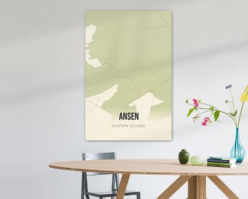 Vintage map of Ansen (Drenthe) by Rezona