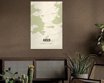 Vintage map of Ansen (Drenthe) by Rezona