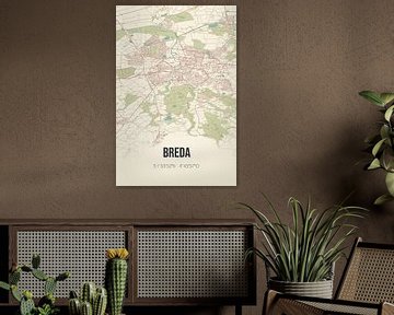 Vintage landkaart van Breda (Noord-Brabant) van Rezona