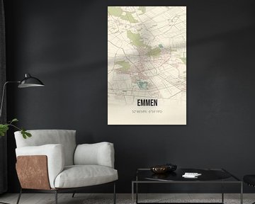 Vintage landkaart van Emmen (Drenthe) van Rezona