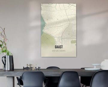 Vintage landkaart van Gaast (Fryslan) van Rezona