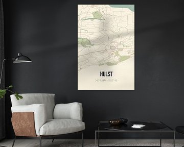 Vintage landkaart van Hulst (Zeeland) van Rezona