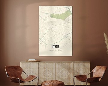 Vintage landkaart van Itens (Fryslan) van Rezona