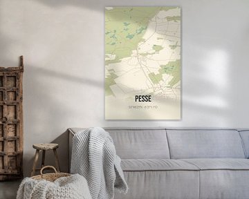 Vintage landkaart van Pesse (Drenthe) van Rezona