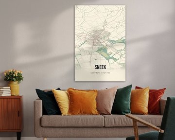 Vintage landkaart van Sneek (Fryslan) van MijnStadsPoster