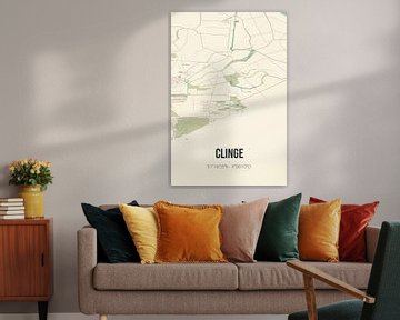 Vintage map of Clinge (Zeeland) by Rezona