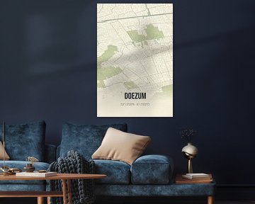 Vintage landkaart van Doezum (Groningen) van MijnStadsPoster
