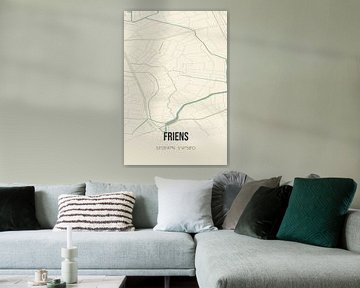 Alte Karte von Friens (Fryslan) von Rezona