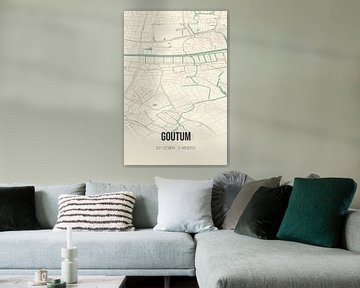 Vintage landkaart van Goutum (Fryslan) van Rezona