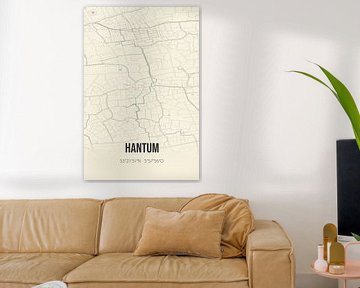 Vintage map of Hantum (Fryslan) by Rezona