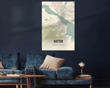 Vintage map of Hattem (Gelderland) by Rezona
